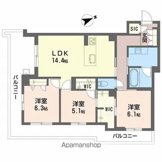 アルテーヌ浜寺元町【3階】の間取り