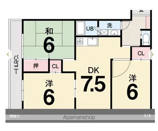 第7ゴトービル【402号室】の間取り