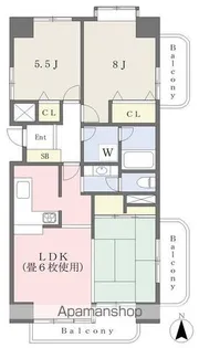 サンハイツ宇多津【4階】の間取り