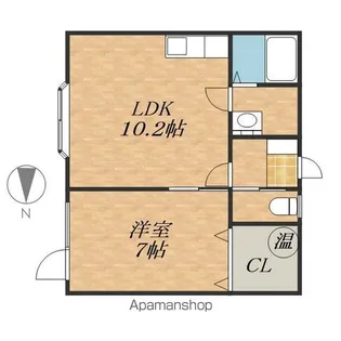 カウベルハイツC【202号室】の間取り