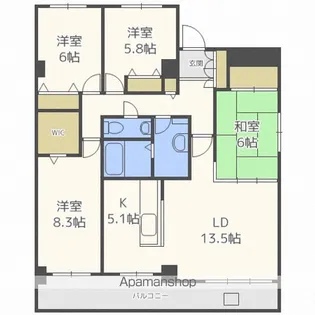 クリオ行啓通参番館【10階】の間取り