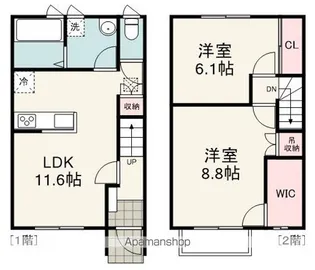 静岡県静岡市葵区竜南3丁目【テラスハウス】の間取り
