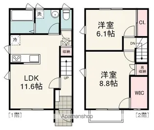 静岡県静岡市葵区竜南3丁目【テラスハウス】の間取り