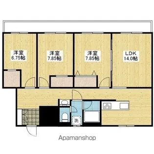 オックスフォードサーカスクワバラ S棟【102号室】の間取り