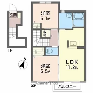 ベルメゾン桑野A【2階】の間取り