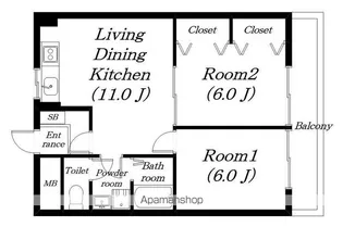 ロイヤル伊勢【106号室】の間取り