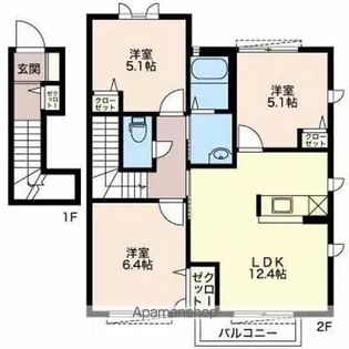メゾンソレイユ【2階】の間取り