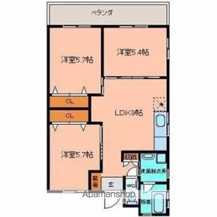 エスポワールAMA【303号室】の間取り