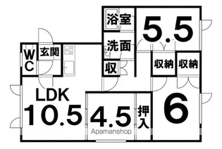 パレスサンタ(東棟)【201号室】の間取り