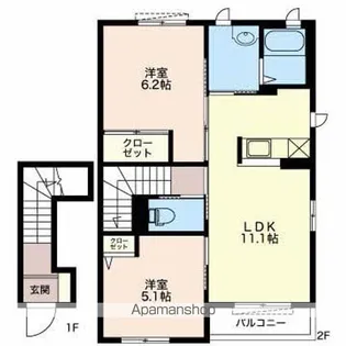 KIコーポレーション上ノ畑 A【201号室】の間取り