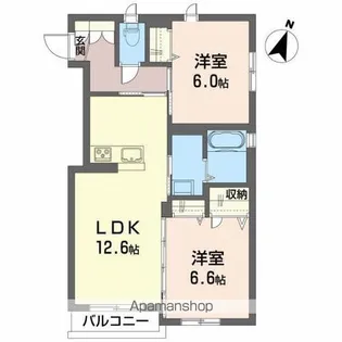 ウィル桑野【1階】の間取り