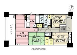 プラウド横浜鶴見市場【3階】の間取り