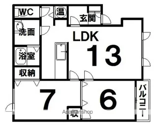 ローズイット徳和【203号室】の間取り