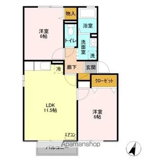 プリムヴェール 壱番館弐番館【2階】の間取り