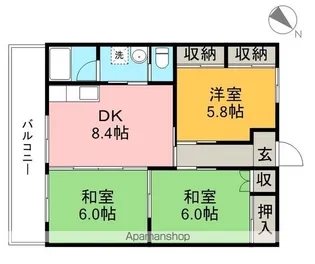 ハイツフジオ【6階】の間取り