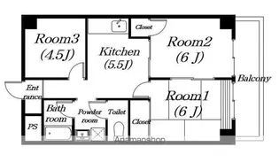 ウイング八日市【408号室】の間取り