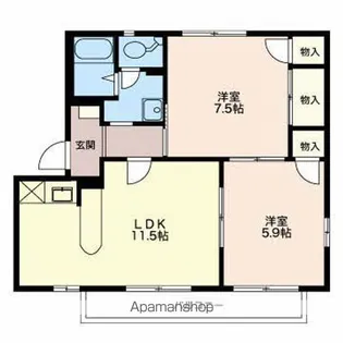 フレグランス大北AB【A201号室】の間取り