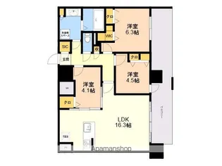 S-RESIDENCE博多駅東awesome【13階】の間取り