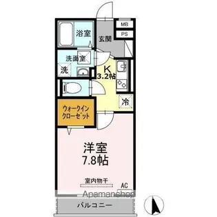 アプリコット櫛ヶ浜【102号室】の間取り