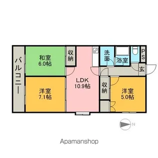 南山カワイパートⅠ【702号室】の間取り