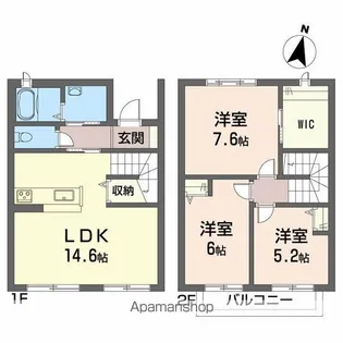 ヴィラ東松山【2号室】の間取り