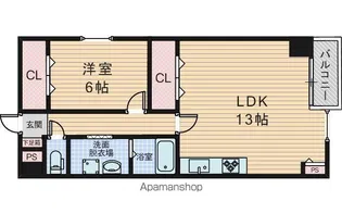 クラウンハイム豊新【5階】の間取り