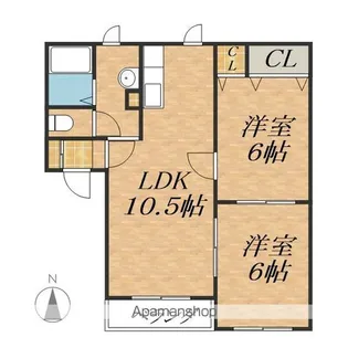 プリオール公園下町【1-D号室】の間取り