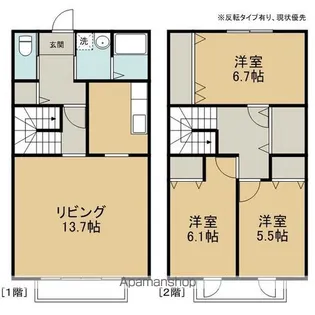 パーシモン上ノ橋【D号室】の間取り