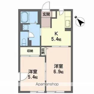 ヴェルデューラ・NI−NO【1階】の間取り