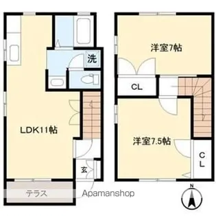 ディアスクレストB【102号室】の間取り