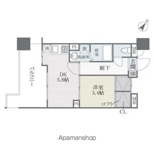 QREST博多東I【8階】の間取り