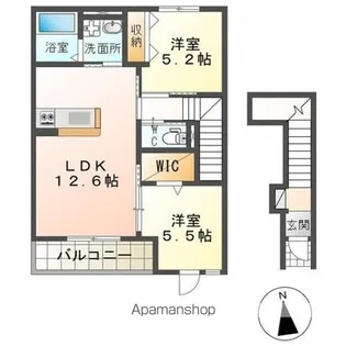 (仮称)神栖市大野原アパート【201号室】の間取り