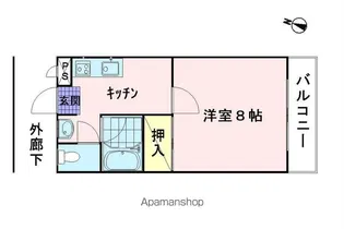 ドミールK B棟【202号室】の間取り