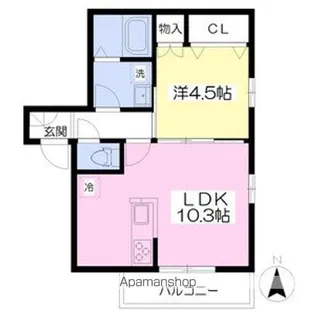 サンメゾン北野田【101号室】の間取り