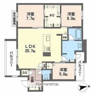 ザ・パークサイド上八【2階】の間取り