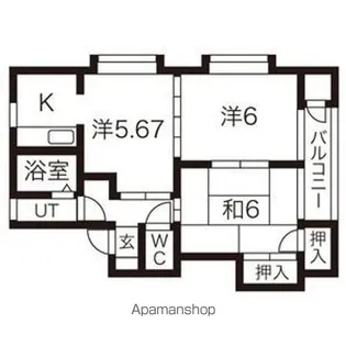 タウンハウスヨシダF6棟【2階】の間取り
