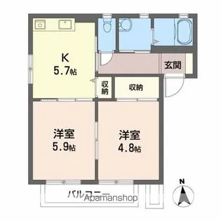 ハイネス北中央A【1階】の間取り