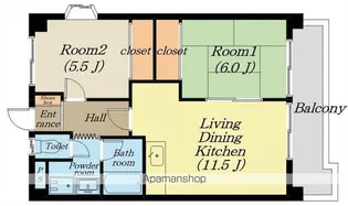 サンティーユASAHI【201号室】の間取り