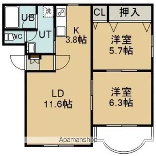 ピュアライフ湯川【3階】の間取り