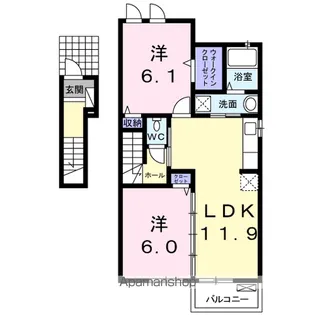 ラ・ポルトⅠ【2階】の間取り