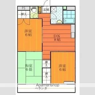 松山西ハイツ【7階】の間取り
