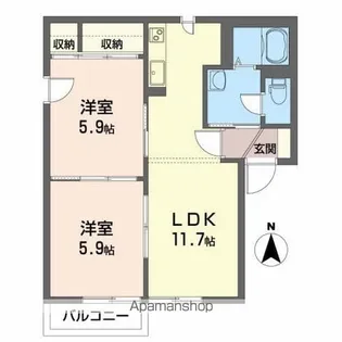 グランシード矢巾【A201号室】の間取り