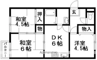 エアリーコートB棟【B201号室】の間取り
