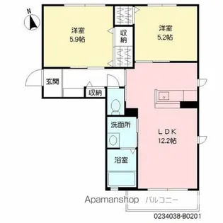 メゾン花咲弐番館【2階】の間取り