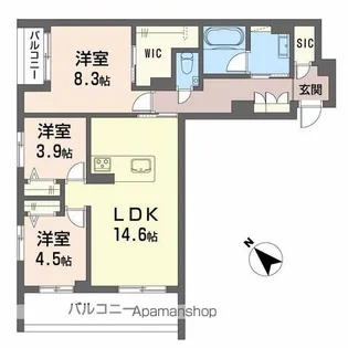 シャーメゾン トレゾール【301号室】の間取り
