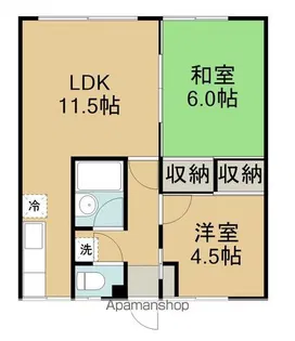 亀田本町桧荘【14号室】の間取り