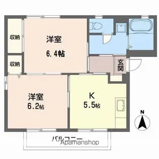 リバティガーデンB【201号室】の間取り