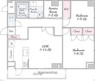 2SLDKの間取り画像