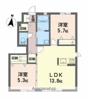 シャーメゾン・ブラン B棟【1階】の間取り