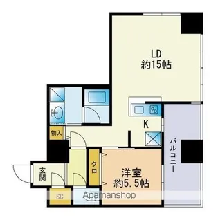 ロイヤルパークス大名【9階】の間取り